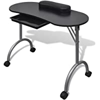 Fesjoy Mesa de Uñas Manicura Mesa de Salon Mesa Plegable Portátil con Ruedas Bloqueables Y Bolsa de Transporte.
